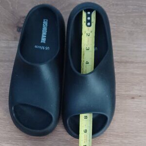 Worn once! Soft cushy black slipper sandals.